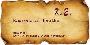 Kapronczai Evetke névjegykártya